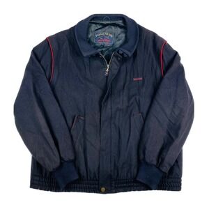 Paul & Shark Blue Wool Blend Full Zip Bomber Jacket Size Mens L Italy